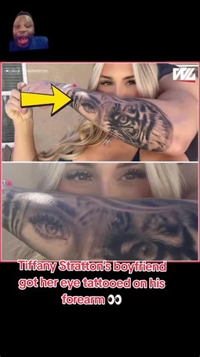 #greenscreen Tiffany Stratton’s boyfriend got her eye tattooed on his forearm 👀