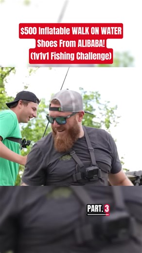 $500 Inflatable WALK ON WATER Shoes From ALIBABA! (1v1v1 Fishing Challenge) | Part 3 #lifeboat #fishing #ayofishing #camping #challenge #foryou