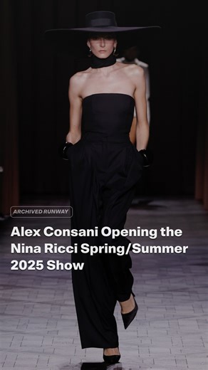Archived Runway on Instagram: "Nina Ricci’s Spring/Summer 2025 under Harris Reed leaned into sculptural elegance and theatrical touches, playing with surreal proportions that gave the collection its edge. Alex Consani opened in a sweeping black hat that seemed to come alive with every step, commanding full attention on the runway. She had been named Model of the Year in 2024, marking a historic first as the only transgender model to receive that honor. #alexconsani #ninaricci #supermodel #runway