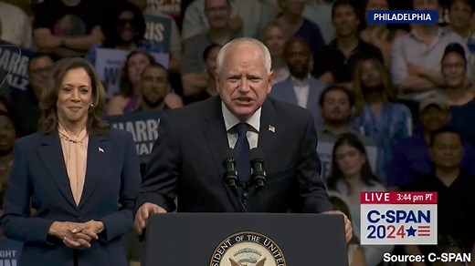 "You see what I did there?" Kamala's new running mate, leftist Minnesota Governor Tim Walz, made an awkward joke during his first rally appearance with Harris in Philadelphia Tuesday night, perpetrating the debunked story alleging J.D. Vance had performed a sexual act with a couch. | Breitbart