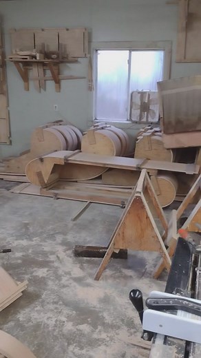 The aftermath of a big week of steam bending using various forms and fixtures. | Northern Toboggan Co