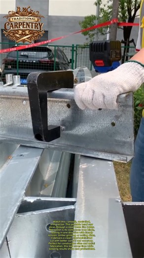 Clean Steel Beam Cut with Portable Band Saw #Metalwork #DIY #Tools