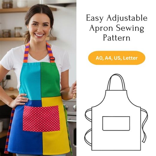 Adjustable Apron Sewing Pattern Pdf , Kitchen & Pinafore Women's and Men's Apron Pattern, Illustrated Tutorial, Digital Download. - Etsy UK