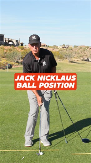 Jack Nicklaus positions the ball off his left heel for all clubs. His stance starts with the club handle aligned with his left thigh. For wedges and shorter irons, the handle stays in the same spot while his right foot moves back. As he moves to longer clubs like the driver, his right foot moves even farther back. This keeps the ball position consistent but makes his swing shallower with longer clubs, promoting consistency in his setup. 🎯⛳️ #golf #golfer #golfing #golftips #jacknicklaus | Malas