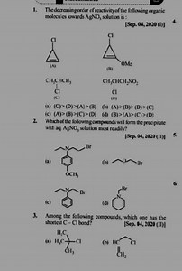 The decreasing order of reactivity of the following organicmol... | Filo