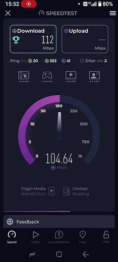 virgin Media speed test March 15th 2026
