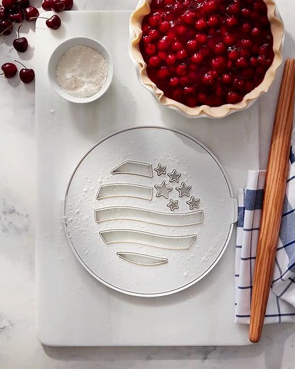 4.9K views · 147 reactions | Our pie cutter makes it easy to create a decorative top for homemade pies. The tool quickly cuts a flag-shaped lattice from a single piece of dough for Fourth of July celebrations and other patriotic occasions. Flag Lattice Pie Top Cutter: https://bit.ly/466MnFB | Williams Sonoma | Facebook