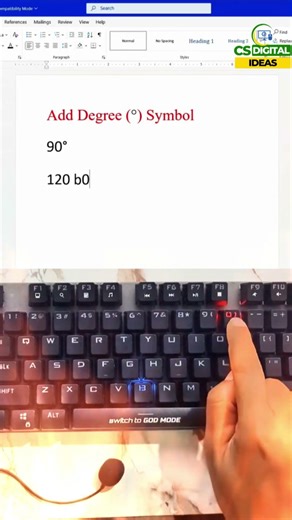Keyboard Shortcut to Add Degree Symbol ° in MS Word | Fast Word Trick #