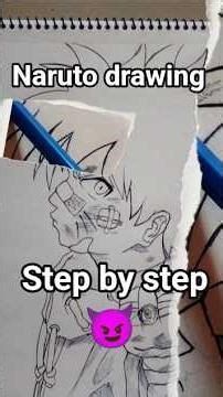 Naruto drawing | step by step |watch till end 💀 #animedrawing #naruto