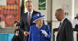 One’s back to work: Queen shuns mask as she joins William at defence lab