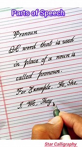 7.2K views · 42 reactions | How to define pronoun with examples | DEFINITION OF PRONOUN IN ENGLISH HANDWRITING | #definepronoun #partsofspeech #pronoun #handwriting #trendingreel | Star Calligraphy | Facebook