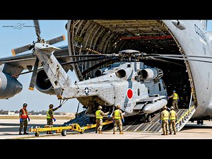 US Loads New Japanese-Made CH-53 Helicopters onto C-5 Aircraft for Delivery to the Battlefield