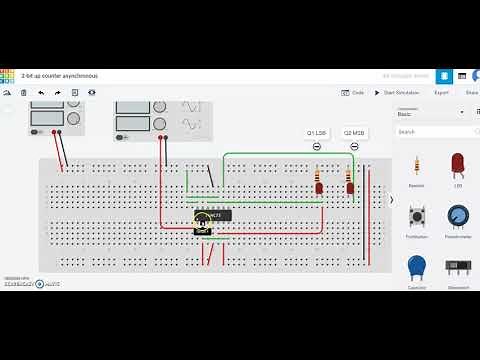 2-bit asynchronous up counter || simulation
