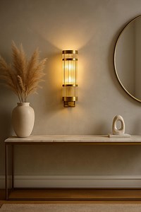 Gold Wall Sconce: Modern Art Deco Light Fixture With Glass Rods - Etsy