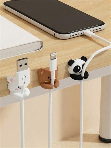 No Nail Desktop Cable Management Clips, Suitable For Mouse/Headphone/Data Cable Fixation, Self-Adhesive Cable Organizer, Applicable For Desk, Bedside, Wall, Car, Dorm And Office, Cute Headphone Cable Holder, Cable Management Accessories, Practical Hooks For Back To School/Office Workers Workspace Setup | SHEIN