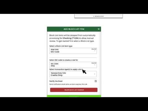 Positive Pay - Setting up an ACH Block List