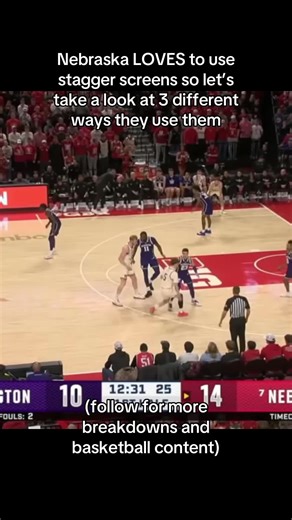 The stagger screen is a great way to initiate offense. Nebraska LOVES IT! #collegebasketball #nebraska #drills #basketball #nba
