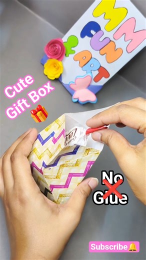 DIY paper gift box without glue🎁 #diy #gift #papercraft #craft #artandcraft #giftbox #easy #paper