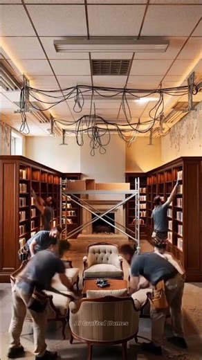 “Epic Reading Room Makeover: Luxury Library Reveal!”#HomeRenovation #LuxuryLibrary #Int#USAInteriors