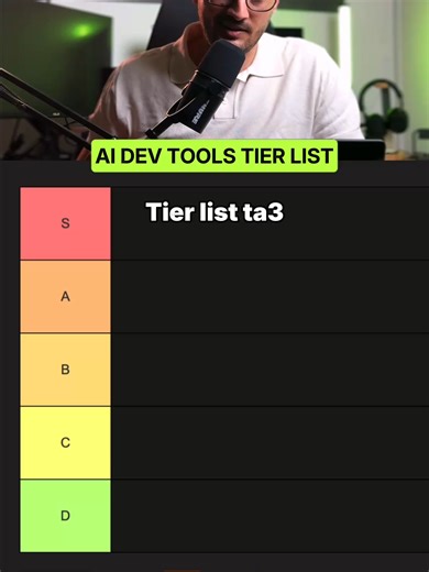 AI Dev tools tier list. Follow for more dev with ai content.