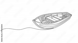 Sailboat, continuous drawing in one line in minimalism, online artistic animation, Animation of one single line drawing of sail boat sailing on the sea illustration. Full length motion. Water transpor