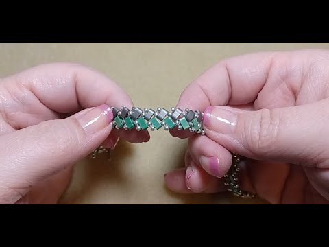 Herringbone Tila Bead Bracelet Tutorial using items from Beebeecraft.com