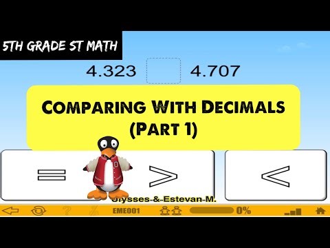Comparing With Decimals (Part 1) - 5th Grade ST Math With JiJi The Penguin