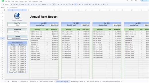 Tenant Rent Payment Tracker for Landlord, Rental Property, Rent Roll, Rent Receipt, Google Sheets Template, Spreadsheet, Property Management - Etsy