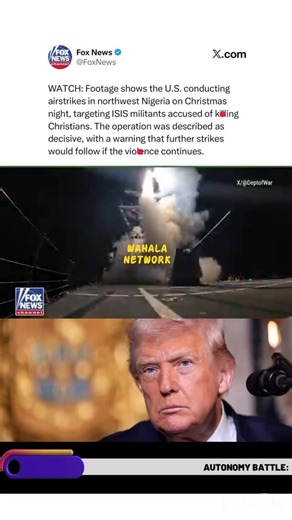 WAHALANETWORK BLOG on Instagram: "Wahala Jam Network!!! WATCH: Footage shows the U.S. conducting airstrikes in northwest Nigeria on Christmas night, targeting ISIS militants accused of k!ll!ng Christians. The operation was described as decisive, with a warning that further strikes would follow if the v!0lence continues."