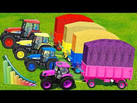 Mini VS BIGGEST EXTREME Tractors and OVERLOAD TRAILER VS HARD MUDDY PARKOUR with PORTAL TRAP - FS25