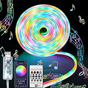 Lakafifi-Neon Rope Lights,16.4FT RGB LED Strip Lights Smart App, Led Strip Lights Music Syncing,Outdoor IP68 Waterproof,120 Modes Dimmable for Bedroom, Living, Bar, Gaming, Party Decoration,DIY Design