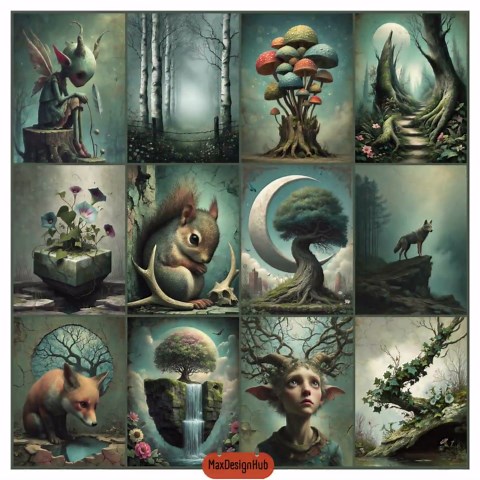 Enchanted Woodland Junk Journal Kit, Forest Creatures & Faun Printable, Vintage Ephemera, Cottagecore Fantasy - Etsy