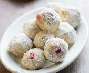 Cherry Pistachio Snowball Cookies