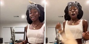 Girl almost cooks her bird when it jumps into a pan. It's a quick rollercoaster of a video.