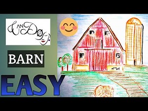 How To Draw A Barn Step By Step For Beginners | Easy Red Barn Drawing Tutorial | Easy Farm Drawing
