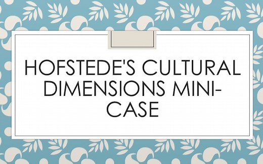 Hofstede's cultural dimensions mini-case