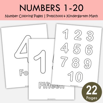 Number Coloring Pages 1–20 Printable for Preschool & Kindergarten, T-389