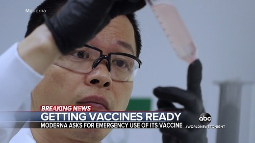 77K views · 941 reactions | MONDAY NIGHT: Steve Osunsami joins David Muir with the latest on the race for a vaccine, with Moderna joining Pfizer in seeking emergency authorization and approved doses available to the first Americans within weeks; and Matt Gutman reports on some new restrictions across America as hospitals are strained and with concerns Thanksgiving travelers may cause a “surge upon a surge.” https://abcn.ws/2Jw7LOw | ABC World News Tonight with David Muir | Facebook