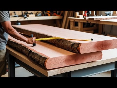Unique Woodworking Ideas// Rustic Farmhouse Dining Table From Natural Hardwood
