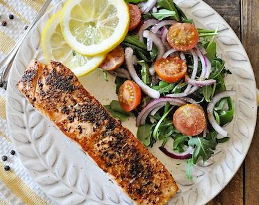 Pan-Seared Lemon Pepper Salmon with Arugula Salad Recipe | SideChef