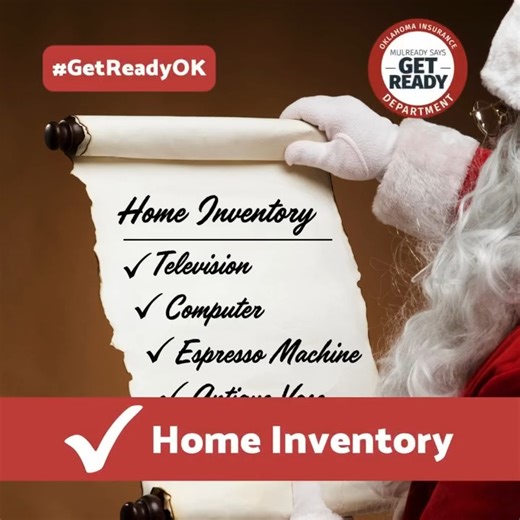 It's as easy as making a list and checking it twice. 🎅 Creating a home inventory will save you time and hassle when filing an insurance claim. Visit oid.ok.gov/inventory to get started today. #GetReadyOK #Oklahoma #HomeInventory | Oklahoma Insurance Department