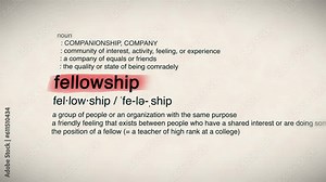 The Word Fellowship Red Highlighted in a Dictionary Animation