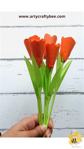 DIY Paper Tulips 🌷 Easy Flower Craft You Can Make in Minutes! #Shorts