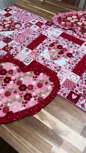 Quilted Valentine's Day Table Runner and Placemats