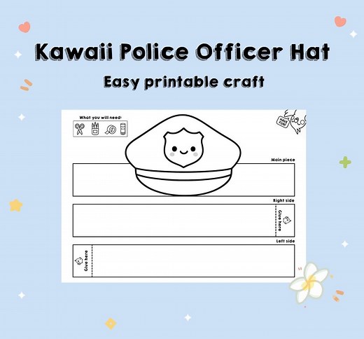 Printable Police Officer Hat Craft – Color, Cut & Wear DIY Paper Hat | Kids Craft Crown/hat Activity Template - Etsy Canada
