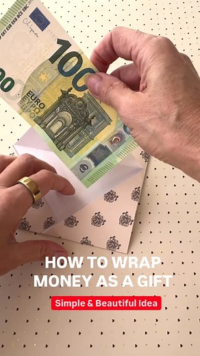 🎁 How to Wrap Money as a Gift - Simple & Beautiful Idea Looking for an easy, creative way to gift money? This is one of the simplest and most beautiful methods and you don’t need expensive envelopes. You can even use magazine paper or any decorative sheet you already have. What you need: 1️⃣ A4 paper (choose a stronger sheet for the best result) 2️⃣ Double-sided print paper works perfectly if you want a more elegant look 3️⃣ A name tag for the person receiving the gift 4️⃣ The money you want to