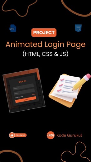Kode Gurukul | Web Development | HTML | JavaScript | CSS | 💯Interactive Animated Login Page.💯 💡Interactive Login Page using HTML, CSS and JavaScript. 💬Comment "Code" for code link💬 📌Code... | Instagram
