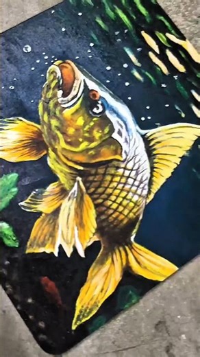 Realistic Fish Painting in Acrylic 🎨🐟 |Small Board Art #acrylicart #art #shorts ‪@Artist_Udhaya‬