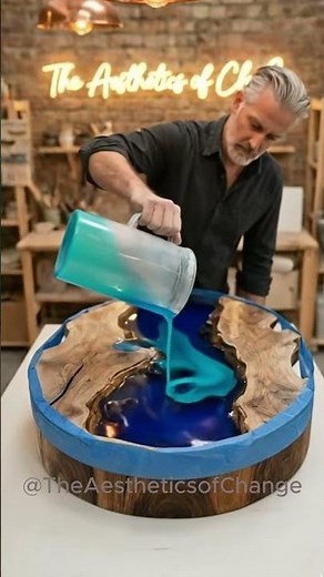 The Most Satisfying Ocean Table Build EVER! 😍💎)#shorts #interiordesign #epoxy #resinart