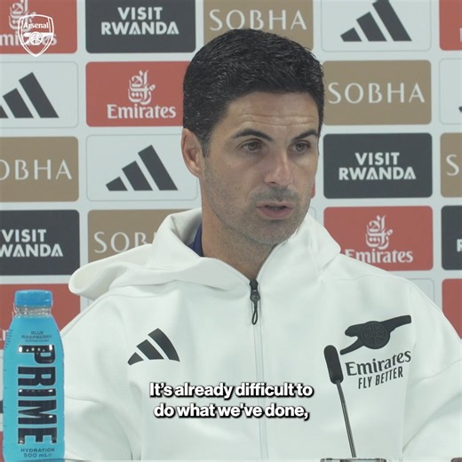 🗣️ “It’s already difficult to do what we’ve done, but we want to be better.” The boss speaks on the prospect of making it nine wins in a row tomorrow 👊 | Arsenal